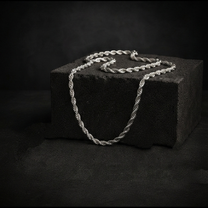 Silver Rope Chain Necklace
