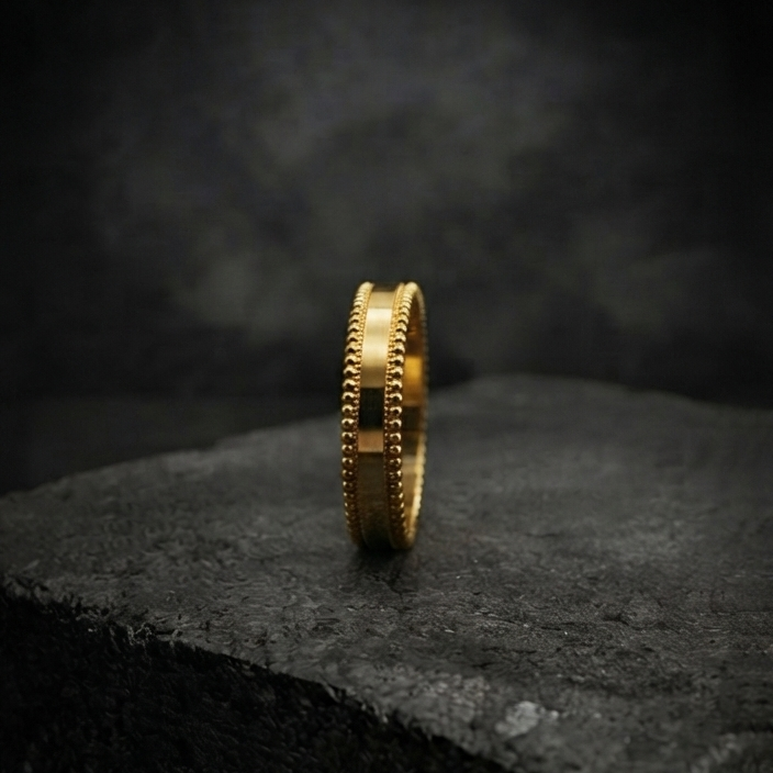 Gold Beaded Edge Ring