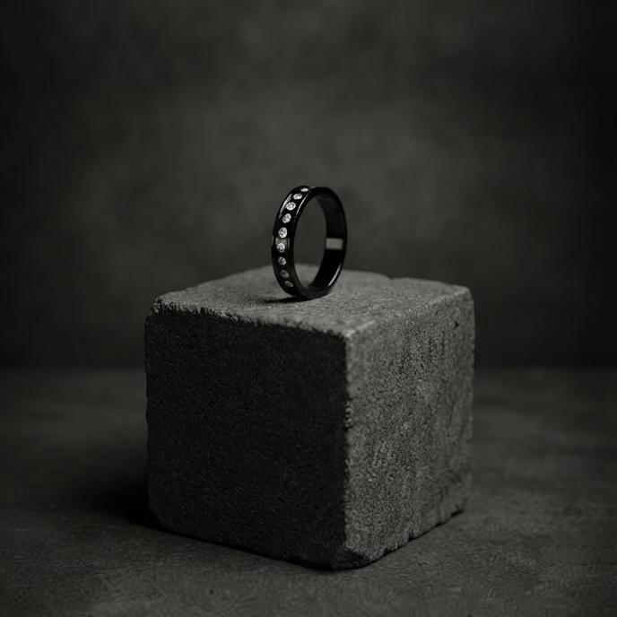 Black Crystal Accent Ring