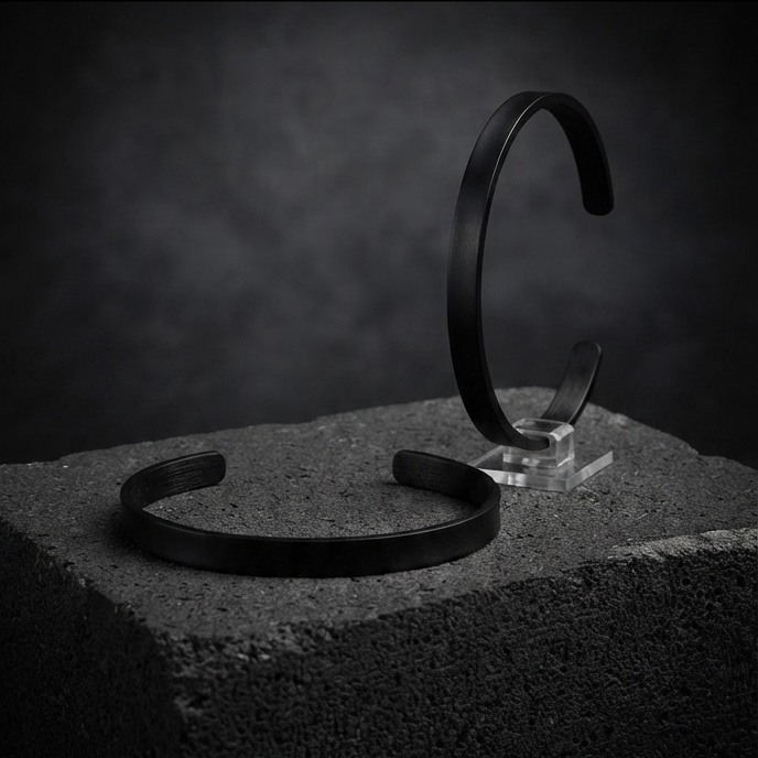 Black Open Cuff Bracelet