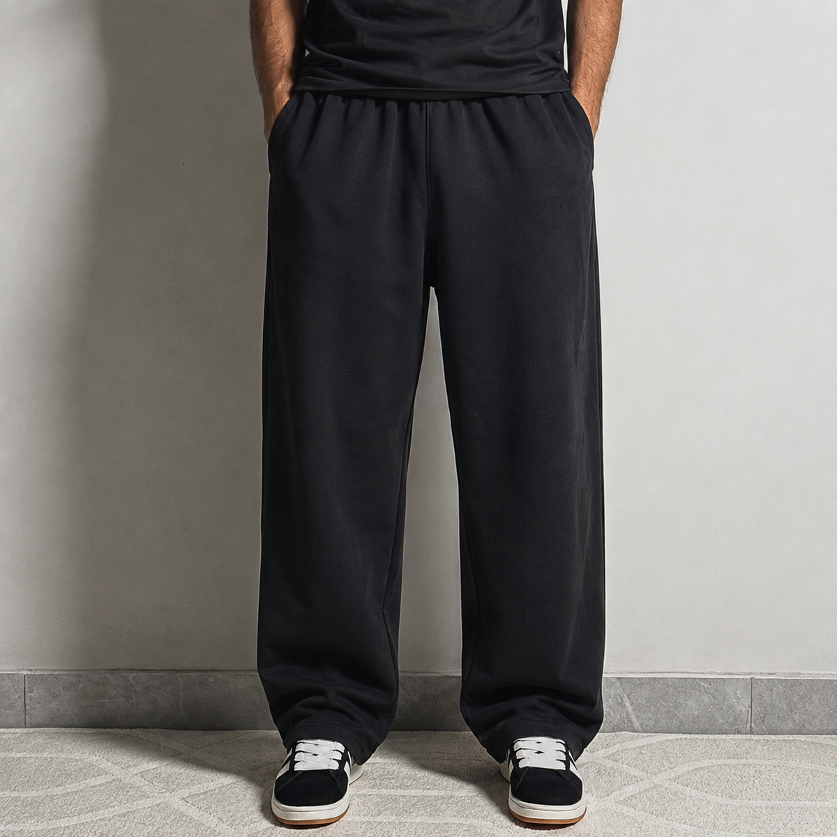 Classic Black Baggy Trousers.